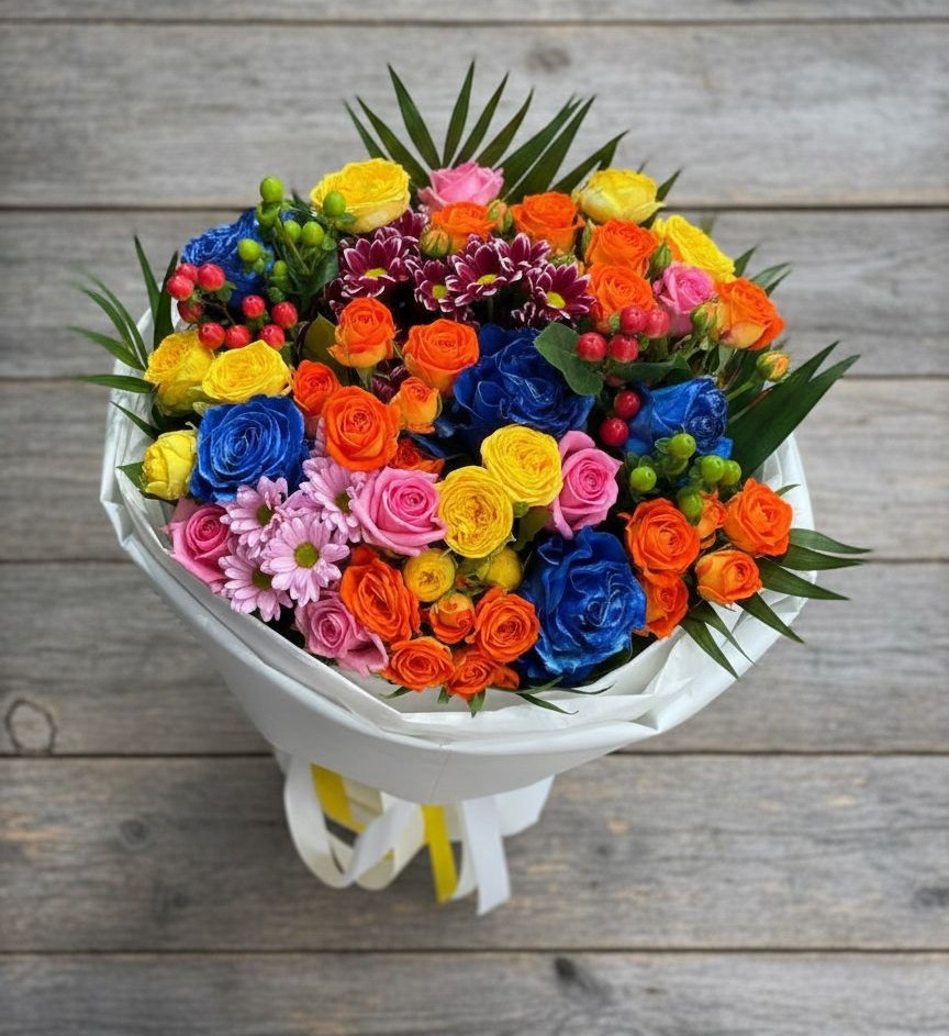 Букет цветов из: Розы и Хризантемы в Чесноковка