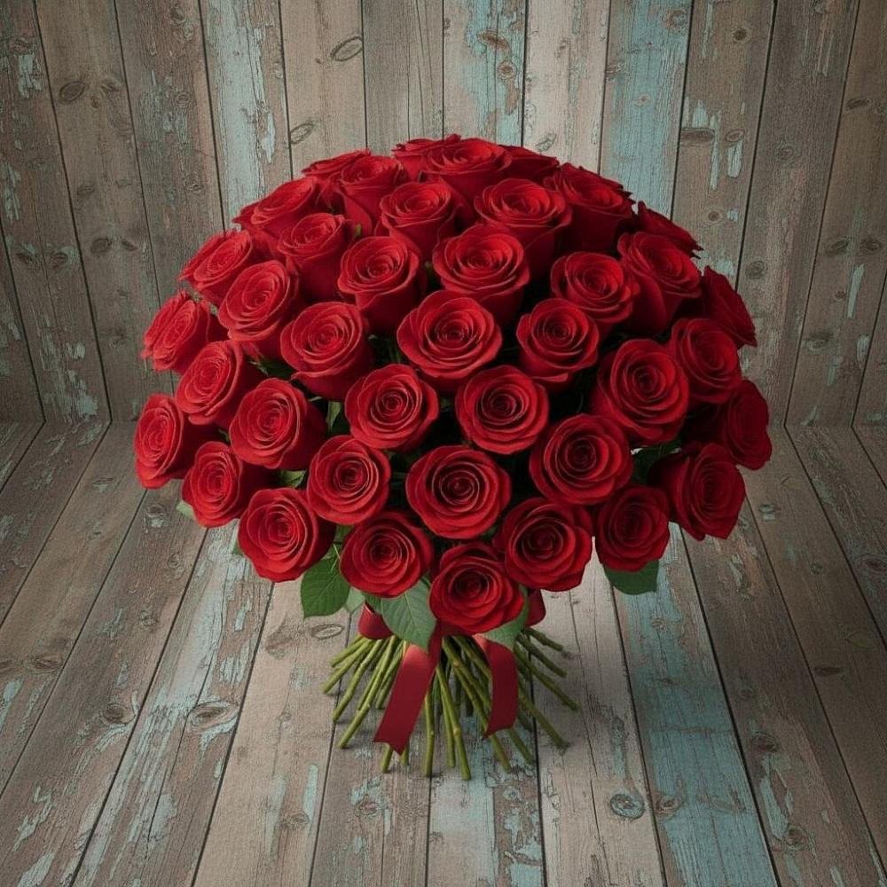Букет 55 Красных роз Фридом в Чесноковка