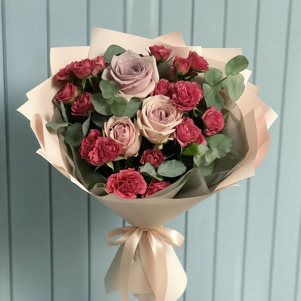 Букет цветов из: Гвоздики и Розы в Чесноковка