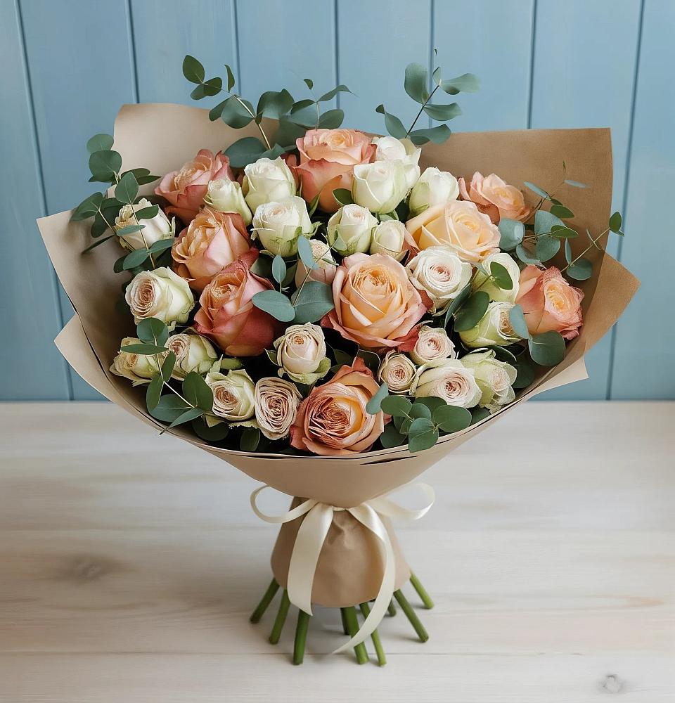 Букет цветов из: Альстромерии и Розы в Чесноковка