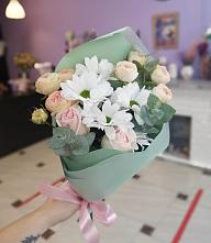 Букет цветов из:  Хризантемы и Розы в Чесноковка