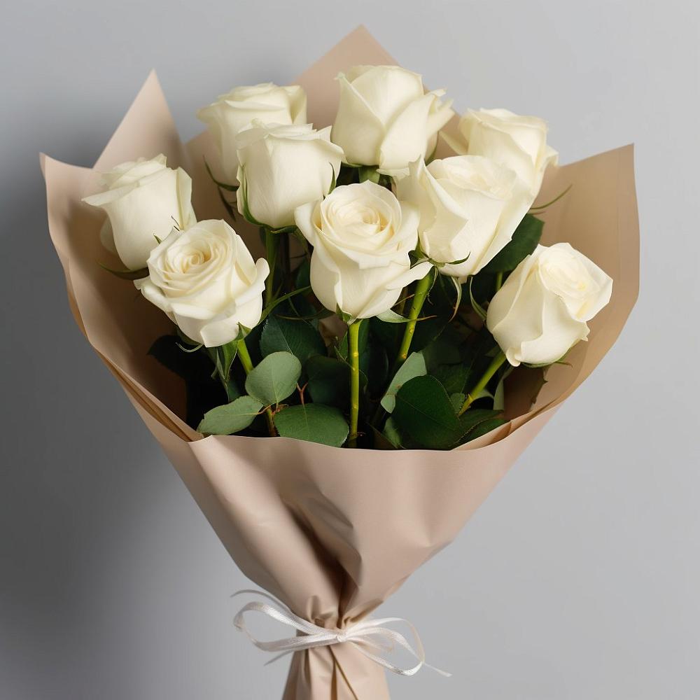 Букет 9 Белых роз Эдлесс Лав в Чесноковка