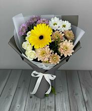 Букет цветов из:  Розы, Герберы и Хризантемы #REPLACE_PRED# Чесноковка