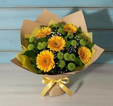 Букет цветов из:  Герберы и Хризантемы в Чесноковка
