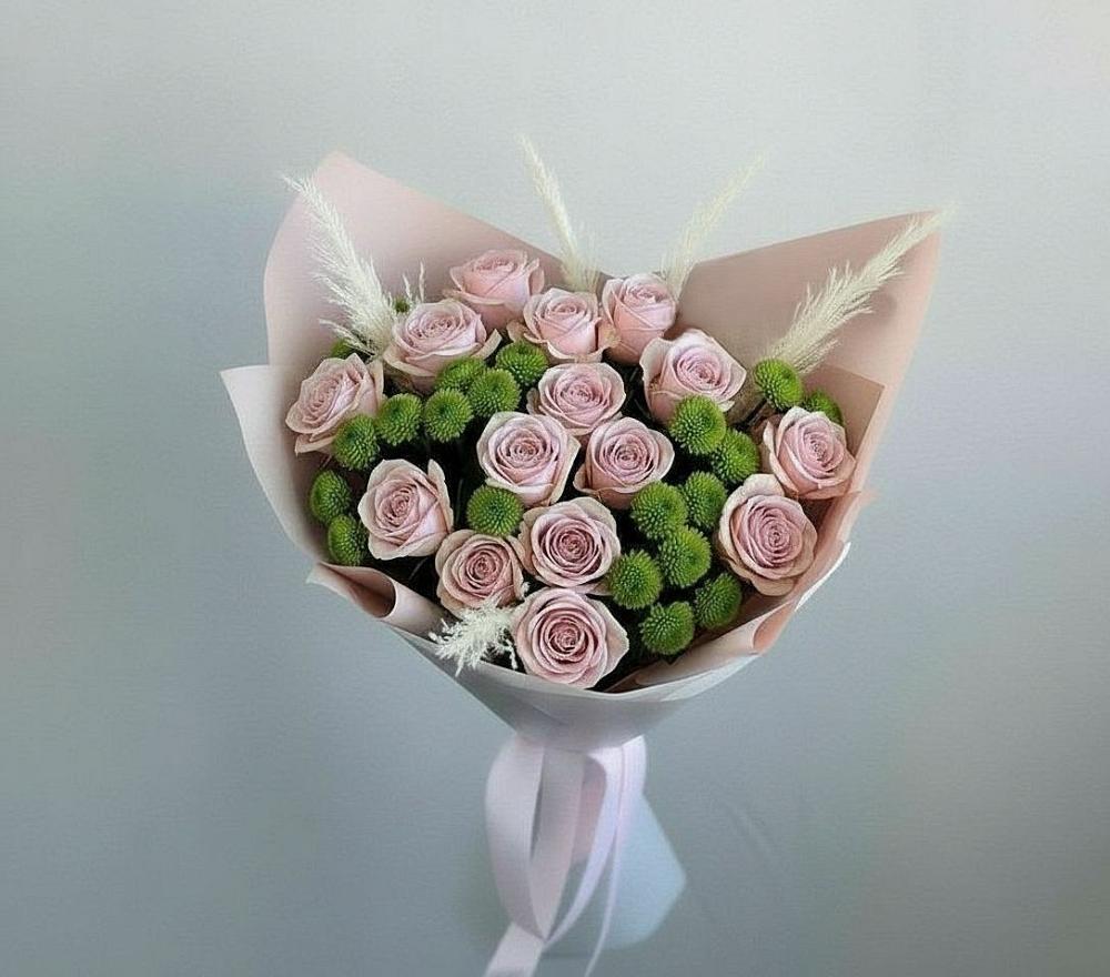 Букет цветов из: Розы и Хризантемы в Чесноковка