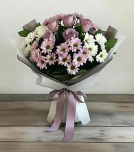 Букет цветов из:  Хризантемы и Розы #REPLACE_PRED# Чесноковка