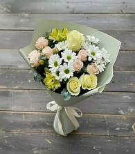 Букет цветов из:  Альстромерии, Розы и Хризантемы #REPLACE_PRED# Чесноковка