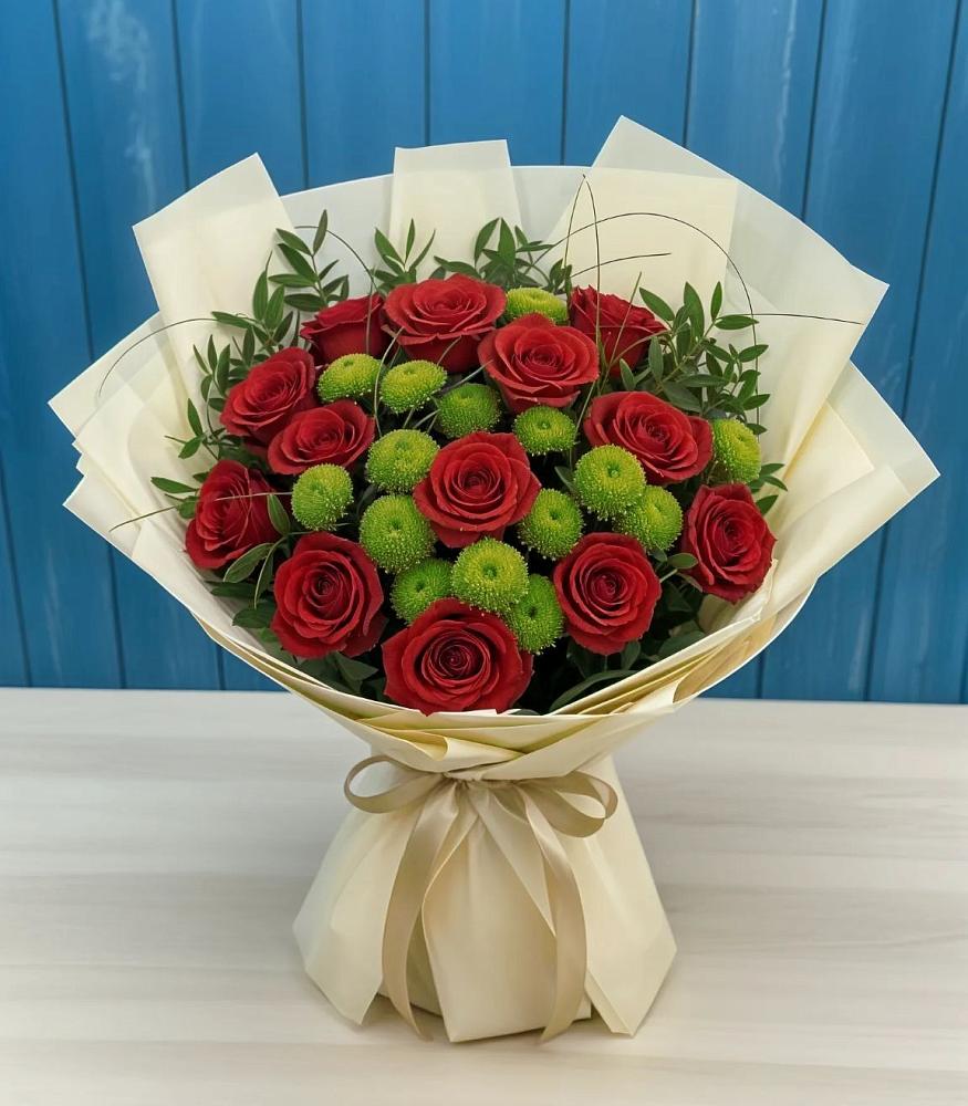 Букет цветов из: Розы и Хризантемы в Чесноковка