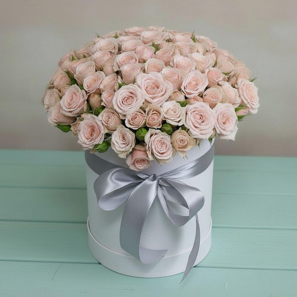 Цветочная композиция из Розы в шляпной коробке в Чесноковка